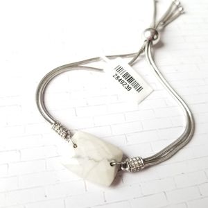 NWT Genuine White Howlite and Zircon BOLO Bracelet